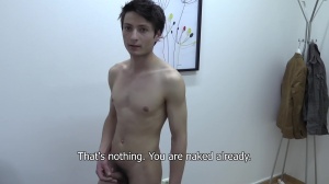 A little beauty with a cool hairstyle receives bare