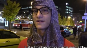 A student from Slovakia gives a handjob