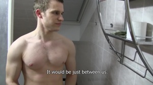 A young Czech lad dances naked in public park