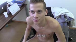 Blond non-professional lad with a outstanding smile