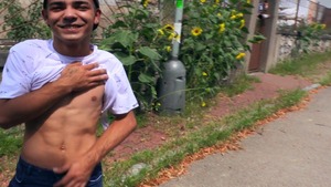 lovely man with dyed hair gets nailed outdoors