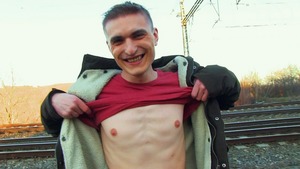 Skinny Czech twink shows his freshly gaped anus