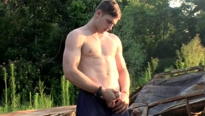 StraightNakedThugs.com - Jock Elijah Knight pissing outdoors