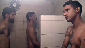Latin Leche: Gael and Jason gangbang in shower