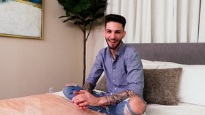 Stagcollective: Pierced Liam jerking big dick at casting